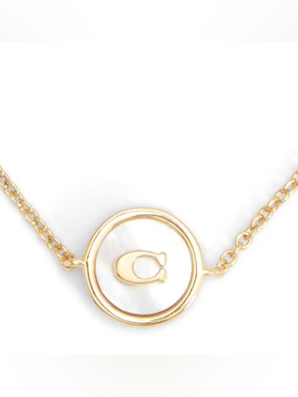 Coach Gold-Tone and Mother of Pearl with Signature ‘C’ Slider Bracelet